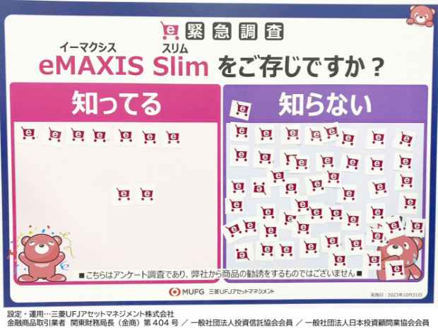 緊急調査 eMAXIS Slimをご存知ですか？ 知ってる 9票 知らない 51票