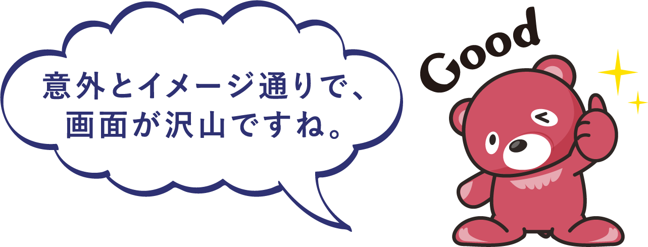意外とイメージ通りで、画面が沢山ですね。